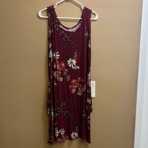 Floral Burgundy Sleeveless Dress